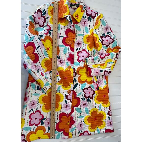 Harve Benard Quilted Mod Floral Spring Jacket Collared Overcoat Size Women's 12 - Picture 3 of 5